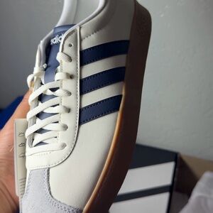 Adidas Men's White and Navy Sneakers